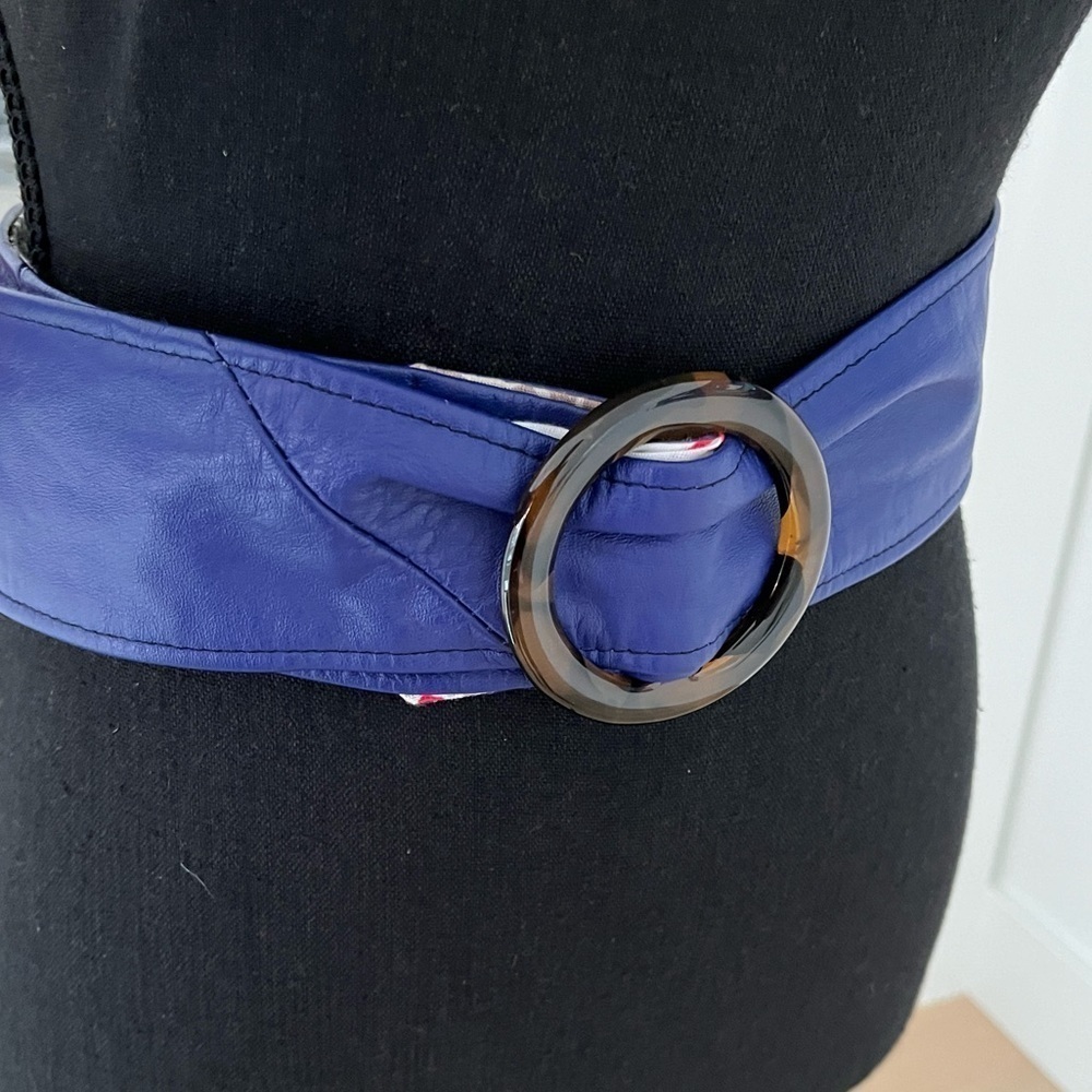 URBAN RENEWAL Faux Leather Purple Adjustable Belt Round Buckle Retro 80's Look